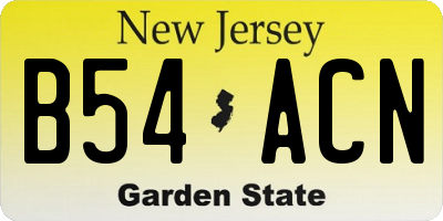 NJ license plate B54ACN