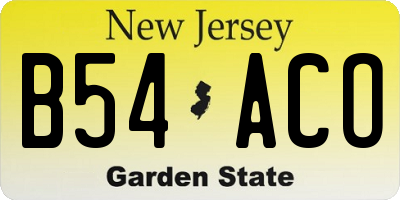 NJ license plate B54ACO