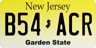 NJ license plate B54ACR