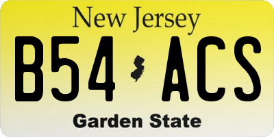 NJ license plate B54ACS