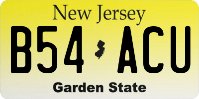 NJ license plate B54ACU