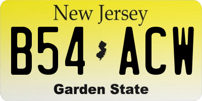 NJ license plate B54ACW