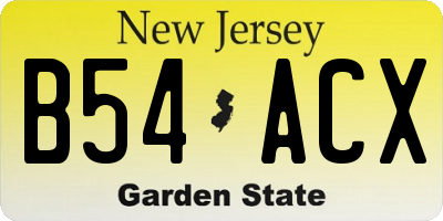 NJ license plate B54ACX