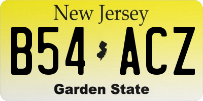NJ license plate B54ACZ