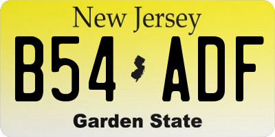 NJ license plate B54ADF