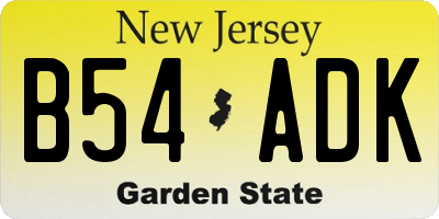 NJ license plate B54ADK