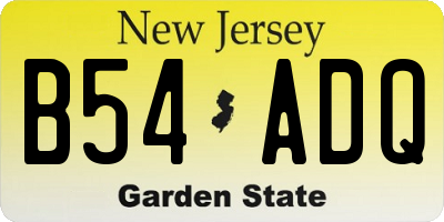 NJ license plate B54ADQ