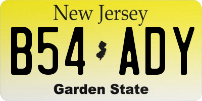 NJ license plate B54ADY