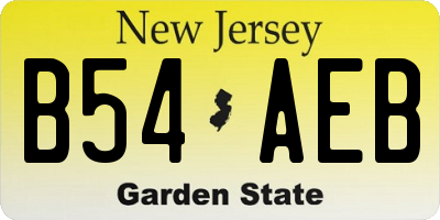 NJ license plate B54AEB