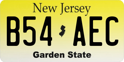 NJ license plate B54AEC