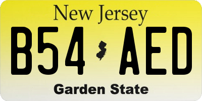 NJ license plate B54AED