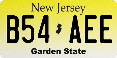 NJ license plate B54AEE