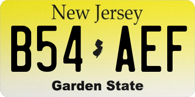 NJ license plate B54AEF