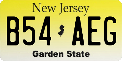 NJ license plate B54AEG