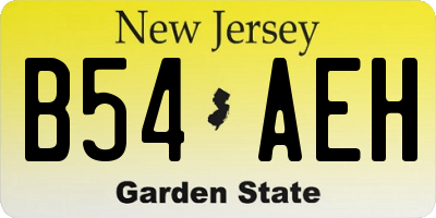 NJ license plate B54AEH