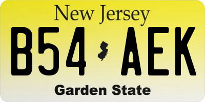 NJ license plate B54AEK