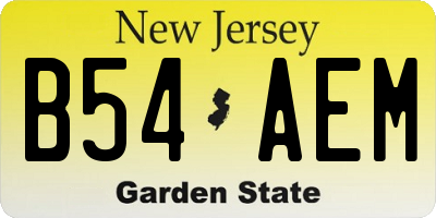 NJ license plate B54AEM