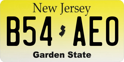 NJ license plate B54AEO