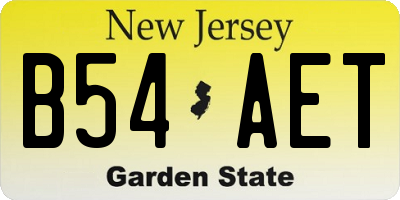 NJ license plate B54AET