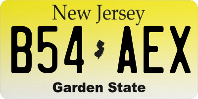 NJ license plate B54AEX