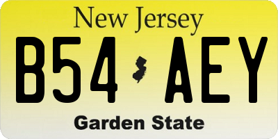 NJ license plate B54AEY
