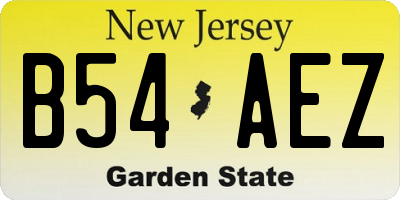 NJ license plate B54AEZ