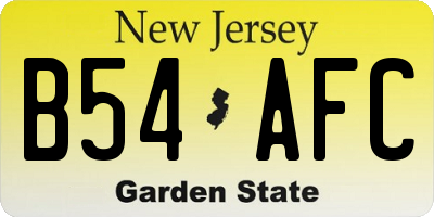 NJ license plate B54AFC