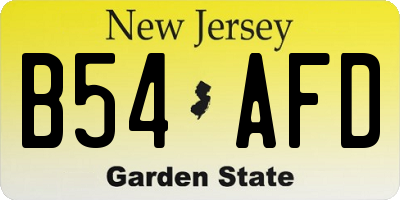 NJ license plate B54AFD