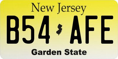 NJ license plate B54AFE