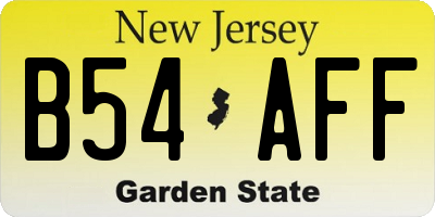 NJ license plate B54AFF