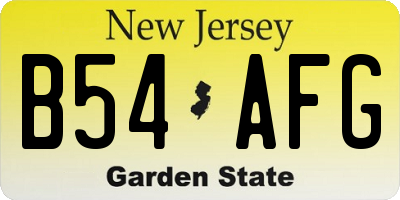 NJ license plate B54AFG