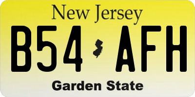 NJ license plate B54AFH