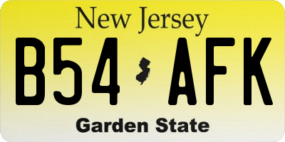 NJ license plate B54AFK