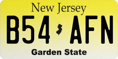 NJ license plate B54AFN