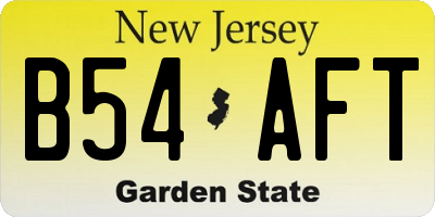 NJ license plate B54AFT