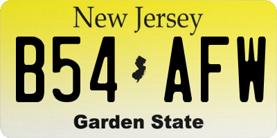 NJ license plate B54AFW