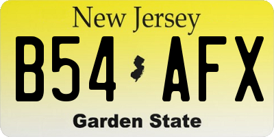NJ license plate B54AFX