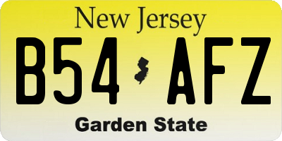 NJ license plate B54AFZ
