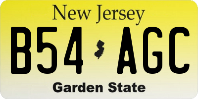 NJ license plate B54AGC
