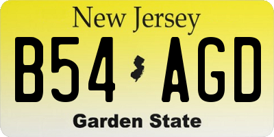 NJ license plate B54AGD