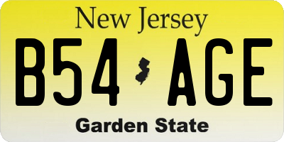 NJ license plate B54AGE