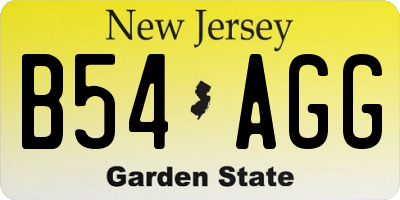 NJ license plate B54AGG