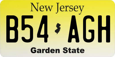 NJ license plate B54AGH