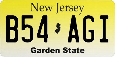 NJ license plate B54AGI