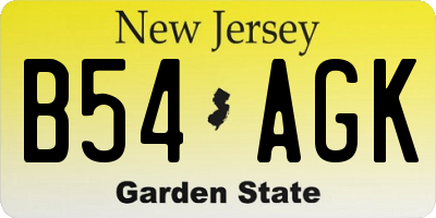 NJ license plate B54AGK