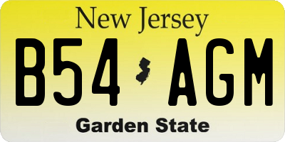 NJ license plate B54AGM