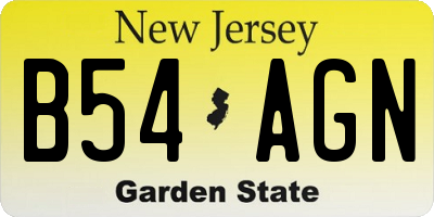 NJ license plate B54AGN