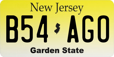 NJ license plate B54AGO