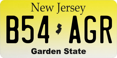 NJ license plate B54AGR