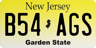 NJ license plate B54AGS